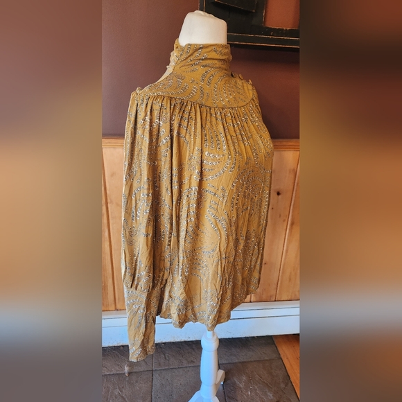 Ann Taylor Mustard Yellow Floral Turtleneck Top Blouse Size XS - Picture 4 of 12